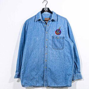 VTG 90s Sun Microsystems Ultracomputing Denim Shirt Large Tech Promo Computer L